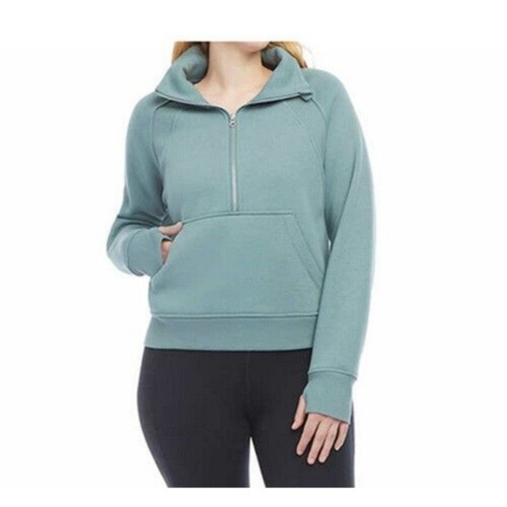 NWT Danskin Cozy Half-Zip Fleece Pullover Sweatshirt Tidewater Teal